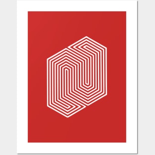 Optical Illusion (Impossible Minimal B & W Lines) Posters and Art